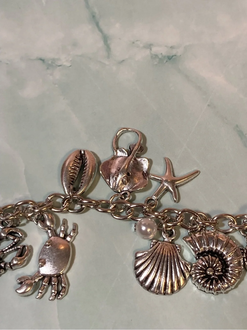 Sterling Silver-Tone Ocean Charm Bracelet in Silver